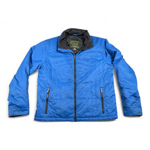 Eddie Bauer Jacket Adult LARGE Blue Goose Down Quilted Outdoor Lined Zip Pockets